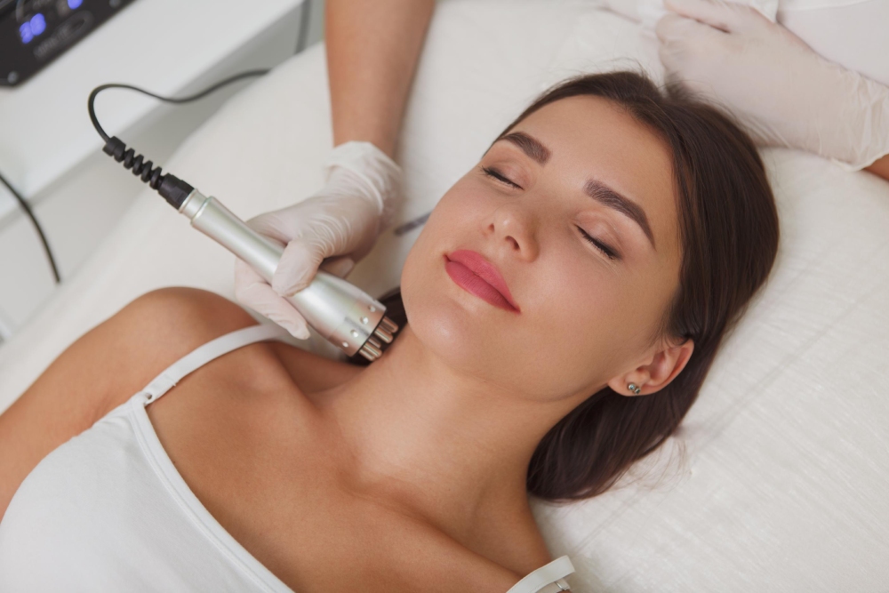 Facial treatment in progress