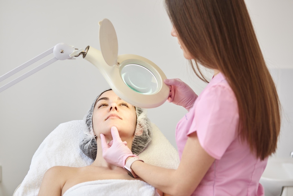 Skincare treatment session in progress